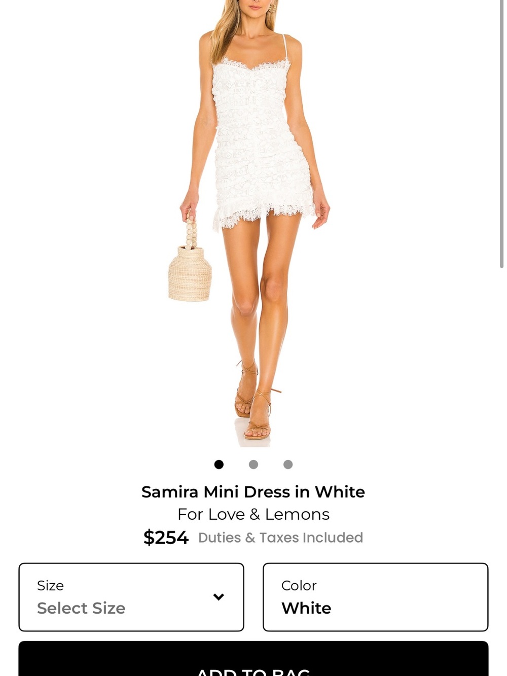 For Love And Lemons White Lace Spaghetti-Strap Mini Dress